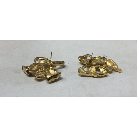 Vintage Signed Givenchy Gold Plated Bow Earrings - Picture 6 of 7